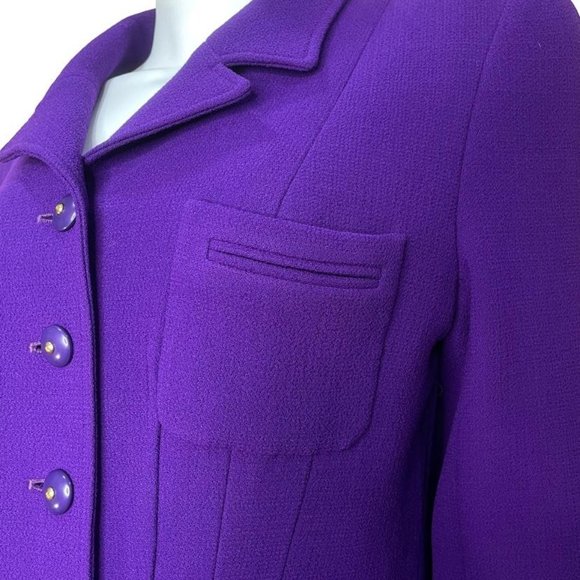 CHANEL Vintage 1995 Fall Winter 95A Wool Purple Gold Button Blazer - Picture 7 of 12